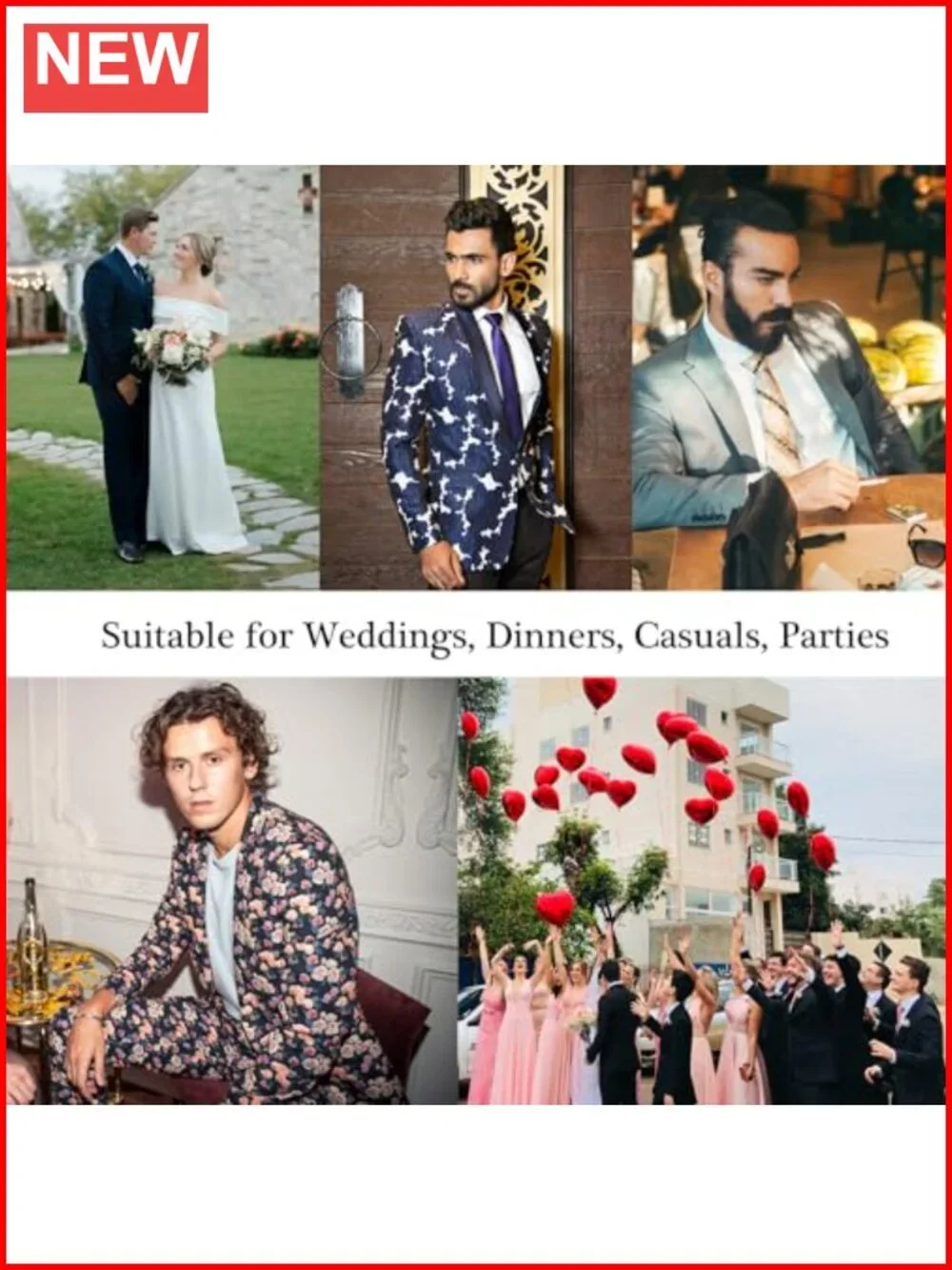 Slim Fit Double Breasted Men's 2 Piece Suit with Bow Tie - Paisley Jacquard